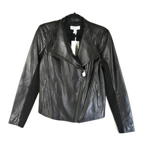 NWT, Nordstrom Brand Leather Jacket in Black Size M #SJ2035